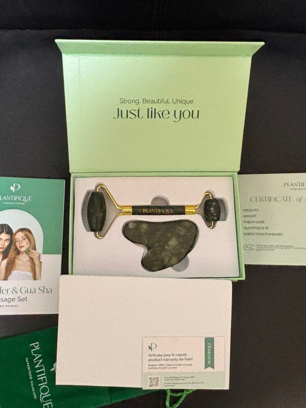 Plantifique Jade Roller & Gua Sha Set - New Open Box